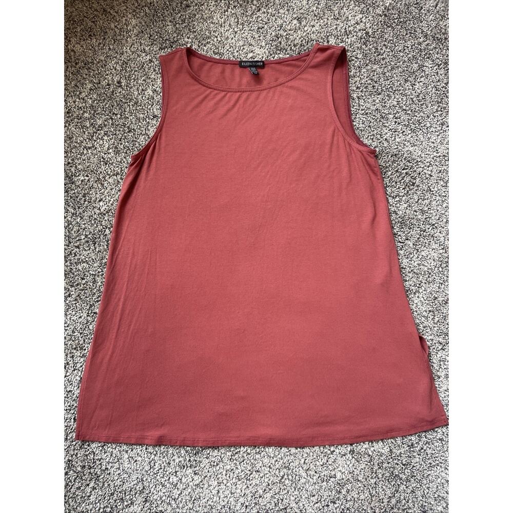 Eileen Fisher Jersey Knit Viscose Blend Tank Small Split Sides